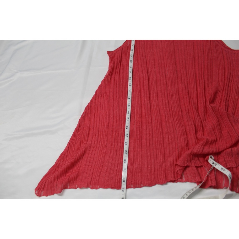 Eileen Fisher Linen Silk Blend Tank Top Women's L Coral Pink Sharkbite Hem - Picture 8 of 8